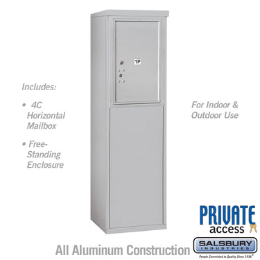 6 Door High Free-Standing 4C Horizontal Parcel Locker with 1 Parcel Locker in Aluminum with Private Access